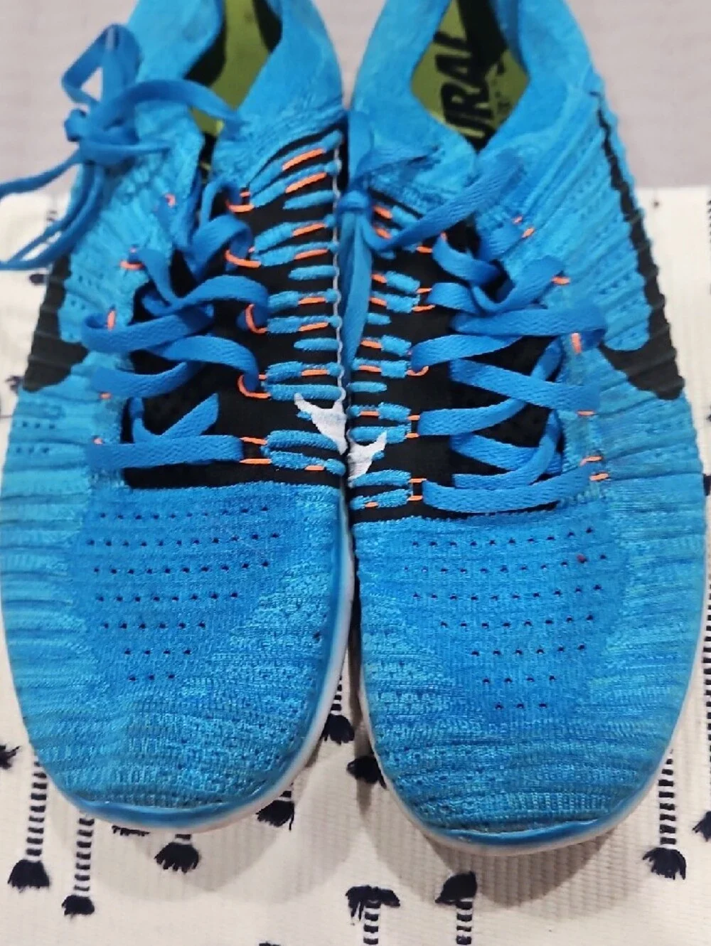 Nike Men's Flyknit Athletic Running Shoes - Blue with Black Accents